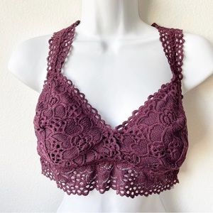 Aerie Lace Racerback Bralette Maroon/Purple Size Large